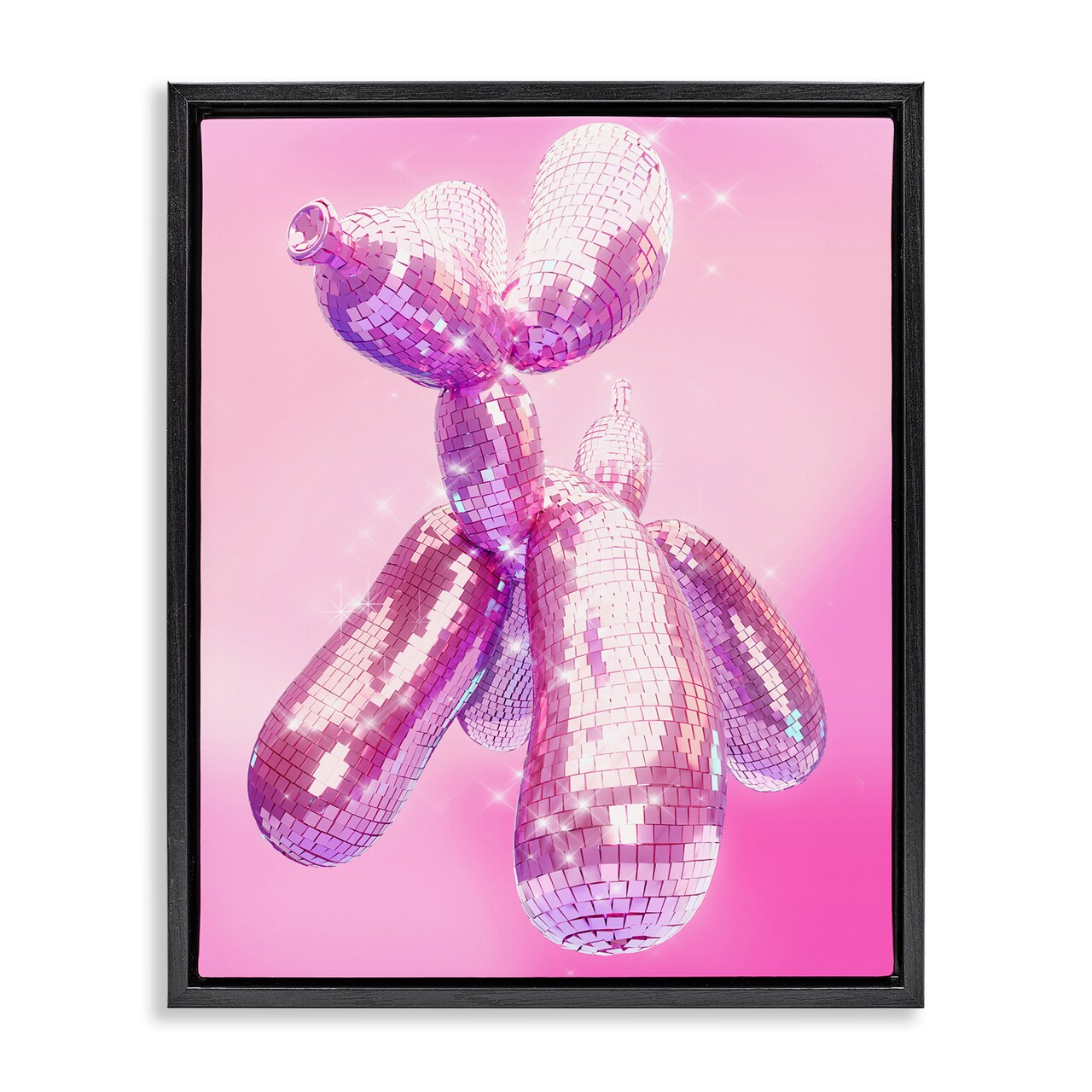 Stupell Industries Balloon Dog Disco Ball Framed Floater Canvas Wall Art Design by Ziwei Li